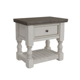 International Furniture Direct - STONE NIGHTSTAND - Beige|Dark Gray Wood - Nightstands