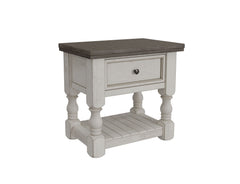 International Furniture Direct - STONE NIGHTSTAND - Beige|Dark Gray Wood - Nightstands