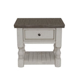 International Furniture Direct - STONE NIGHTSTAND - Beige|Dark Gray Wood - Nightstands - Additional View 1