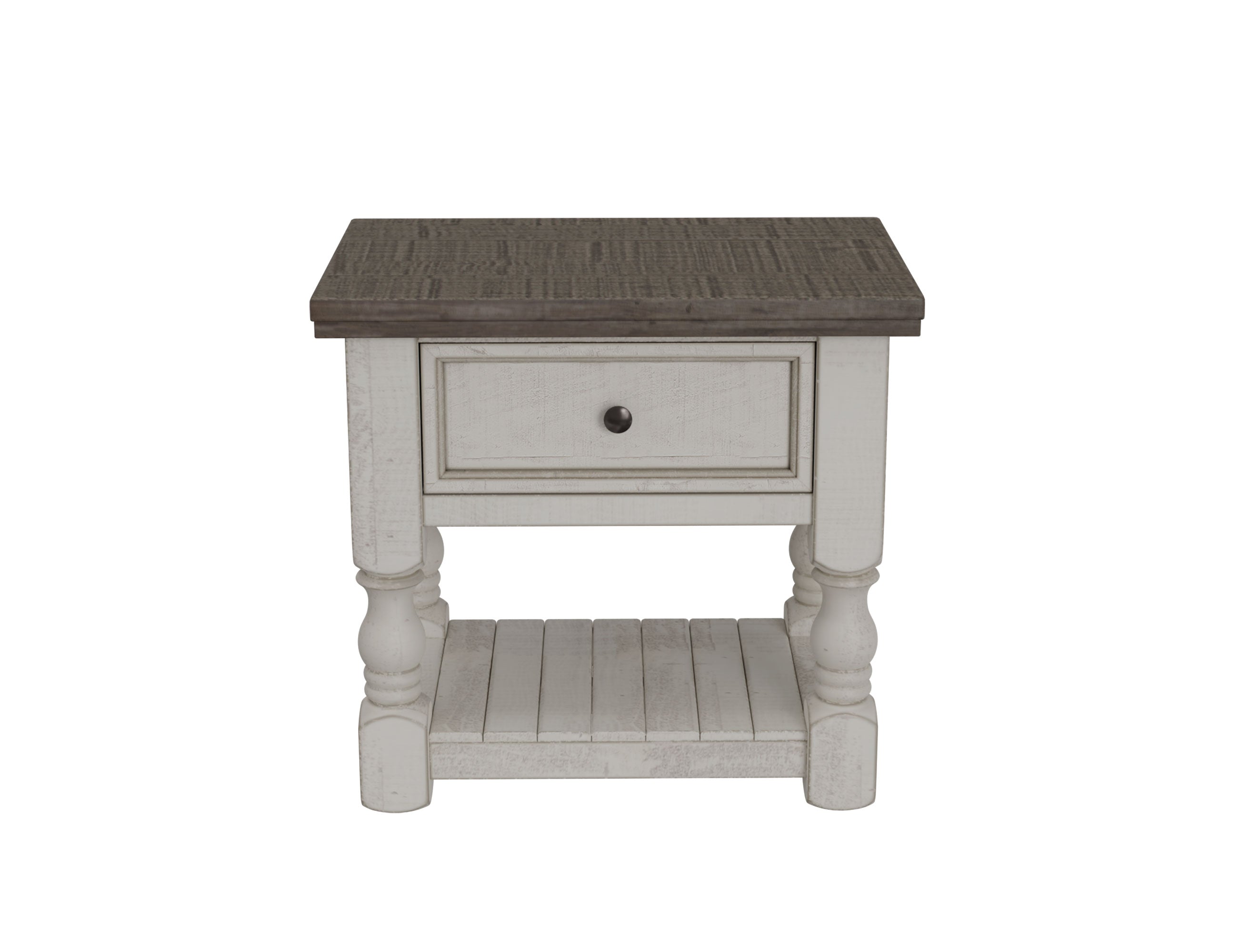 International Furniture Direct - STONE NIGHTSTAND - Beige|Dark Gray Wood - Nightstands - Additional View 1
