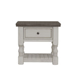 International Furniture Direct - STONE NIGHTSTAND - Beige|Dark Gray Wood - Nightstands - Additional View 2