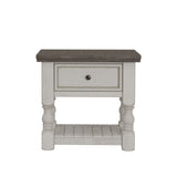 International Furniture Direct - STONE NIGHTSTAND - Beige|Dark Gray Wood - Nightstands - Additional View 2