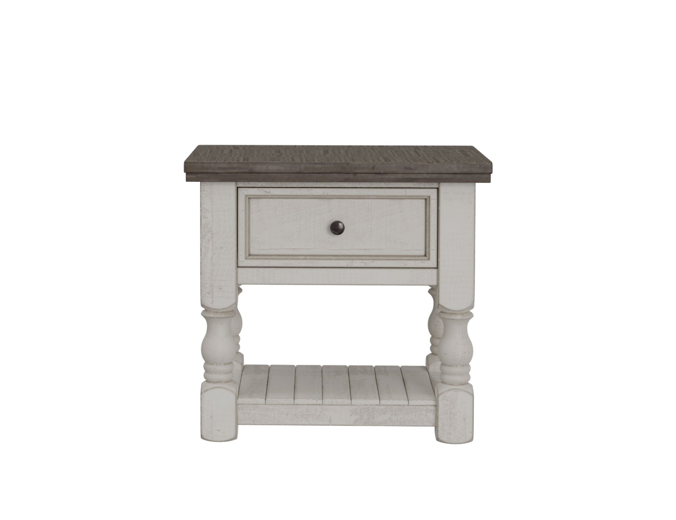 International Furniture Direct - STONE NIGHTSTAND - Beige|Dark Gray Wood - Nightstands - Additional View 2