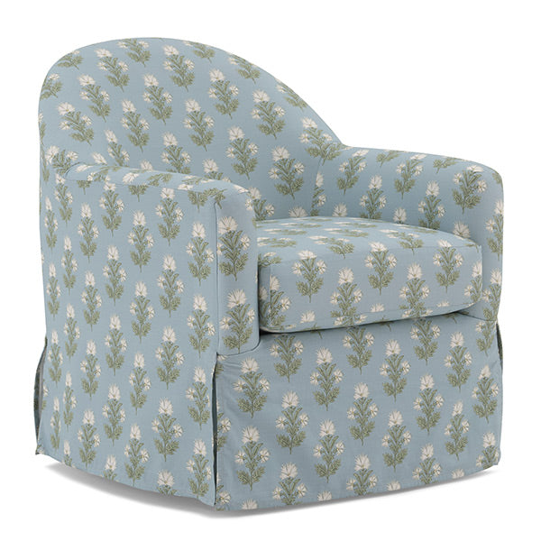 Floral-patterned armchair on a white background