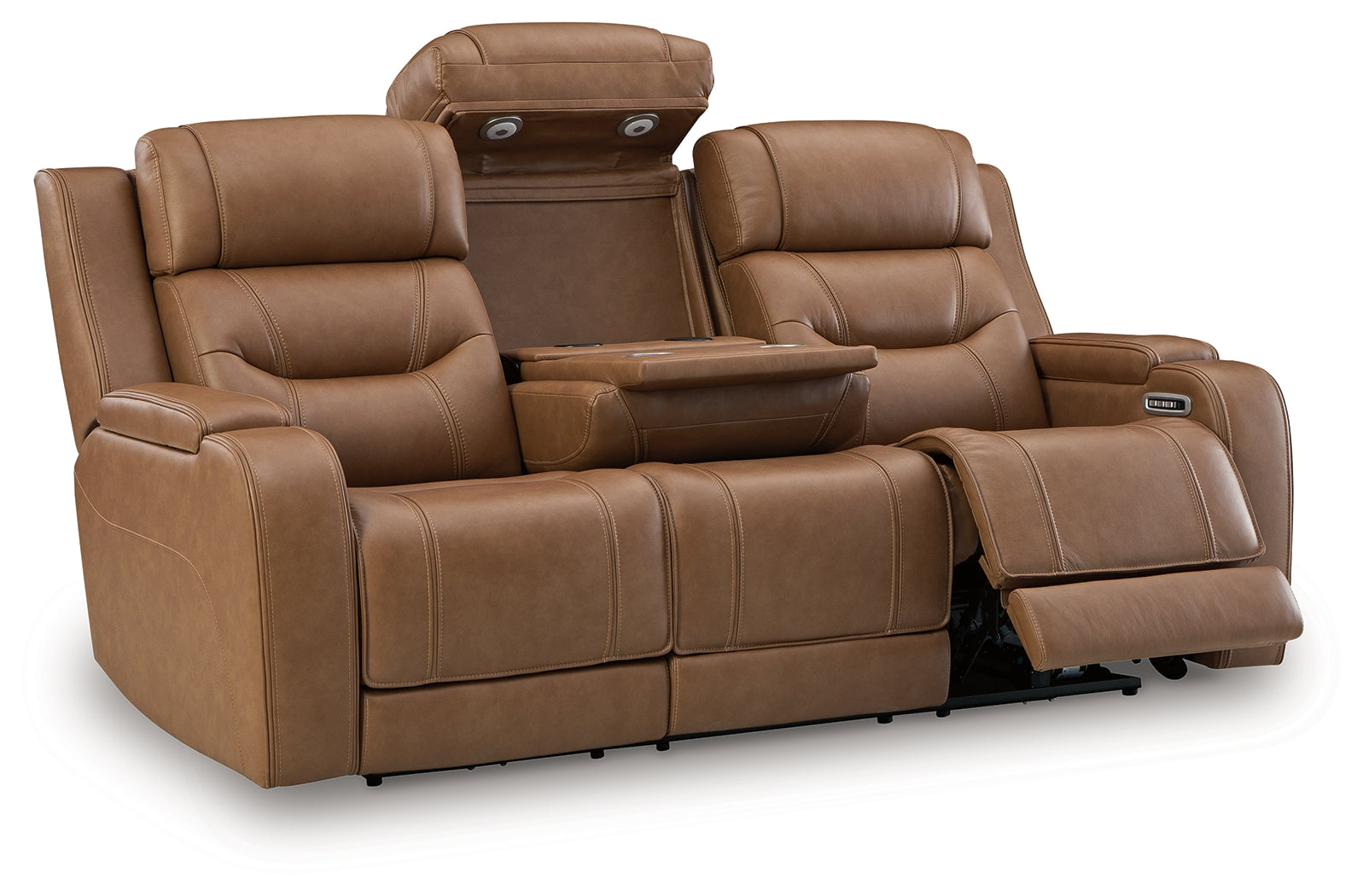 Ashley Furniture - DREAMER POWER RECLINING SOFA W/ AUDIO - Light Brown Leather Match - Sofas - Additional View 2