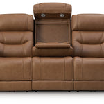 Ashley Furniture - DREAMER POWER RECLINING SOFA W/ AUDIO - Light Brown Leather Match - Sofas - Additional View 3