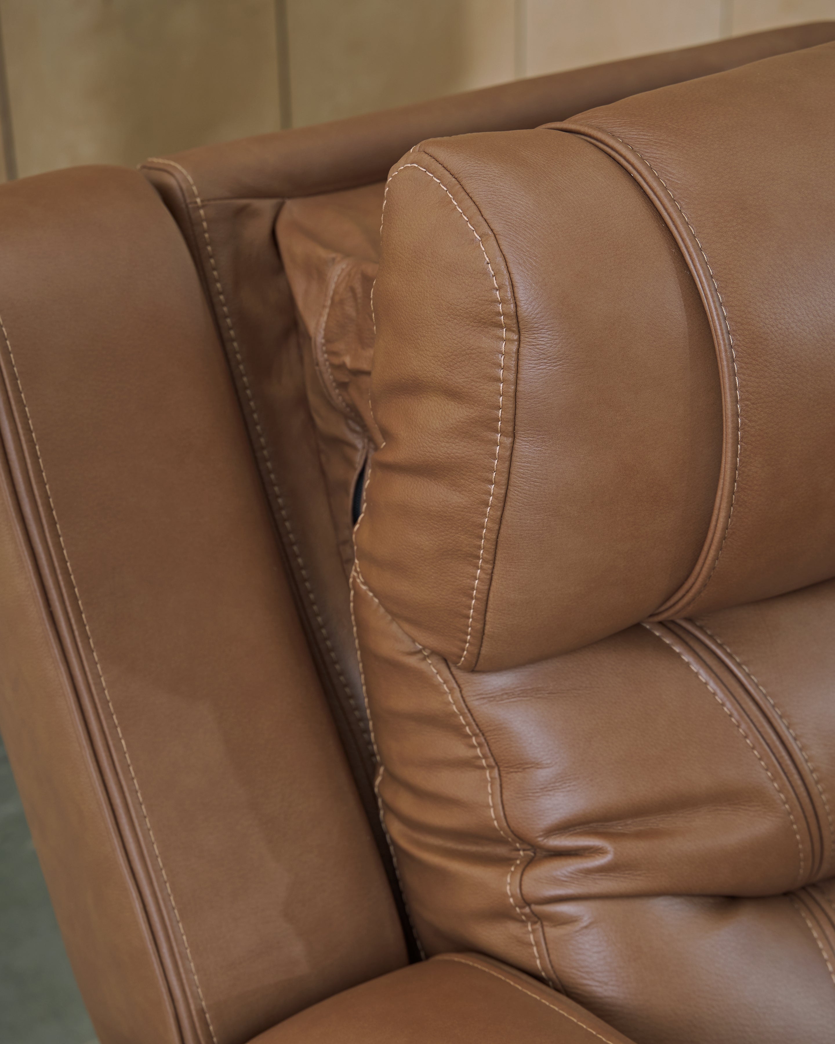 Ashley Furniture - DREAMER POWER RECLINING SOFA W/ AUDIO - Light Brown Leather Match - Sofas - Additional View 8