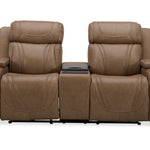 Boston Leather Power Loveseat With Refrigerator Console - Sand