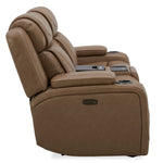 Boston Leather Power Loveseat With Refrigerator Console - Sand - Additional View 2