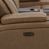 Boston Leather Power Loveseat With Refrigerator Console - Sand - Additional View 3