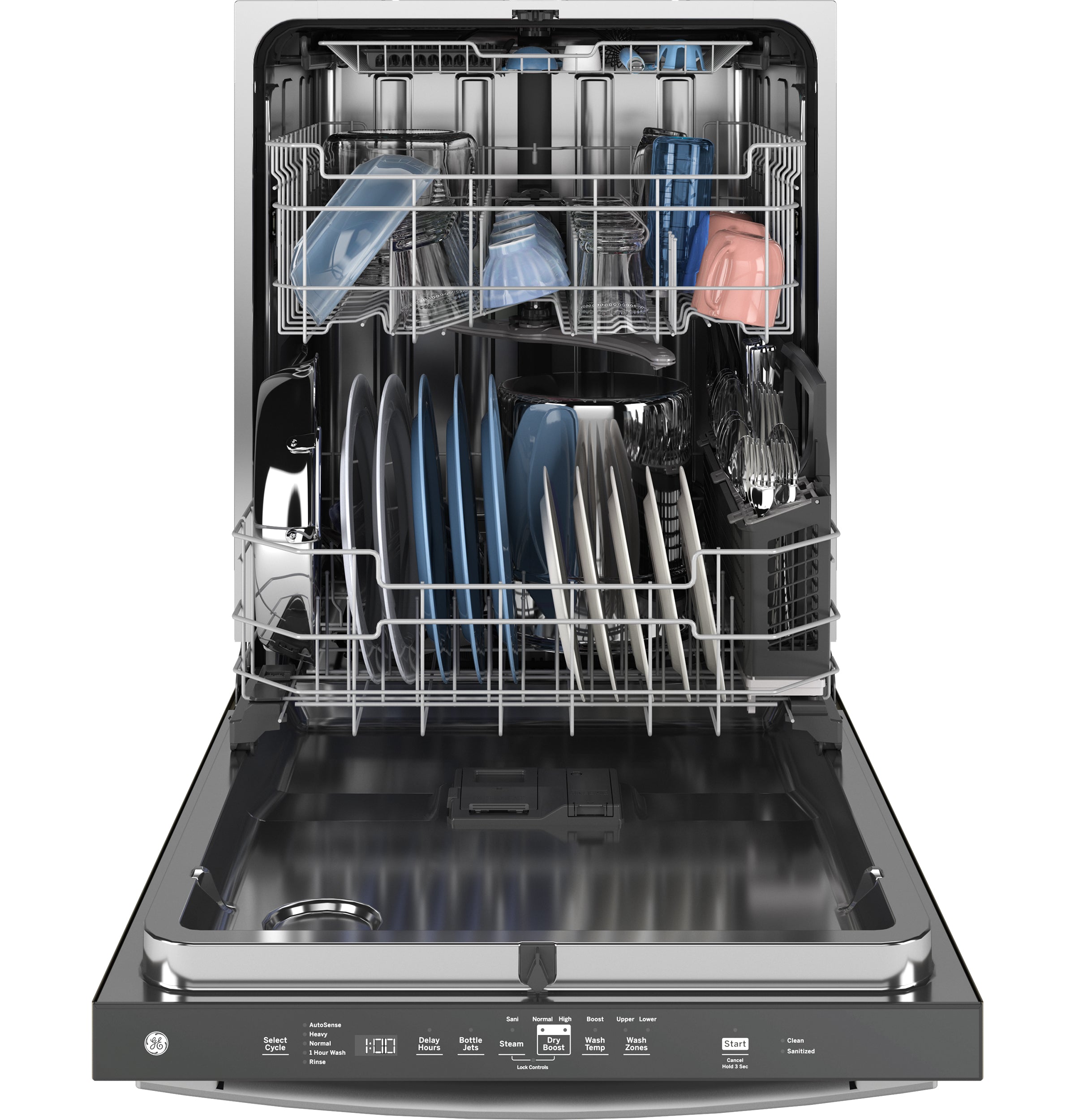 GE FINGERPRINT RESISTANT STAINLESS STEEL TOP CONTROL DISHWASHER - Pearl Silver - Dishwashers - Additional View 3