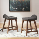 Ashley Furniture - LYNCOTT CHARCOAL 24" BARSTOOL - Dark Gray Fabric|Wood - Stools
