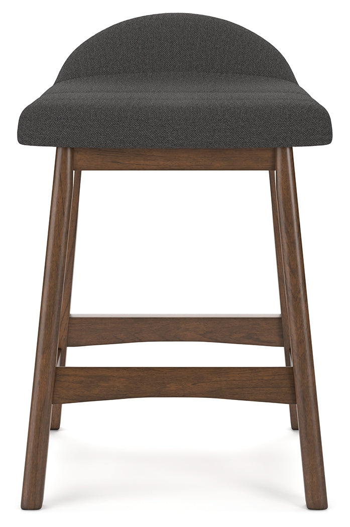 Ashley Furniture - LYNCOTT CHARCOAL 24" BARSTOOL - Dark Gray Fabric|Wood - Stools - Additional View 1