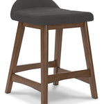 Ashley Furniture - LYNCOTT CHARCOAL 24" BARSTOOL - Dark Gray Fabric|Wood - Stools - Additional View 2