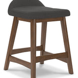 Ashley Furniture - LYNCOTT CHARCOAL 24" BARSTOOL - Dark Gray Fabric|Wood - Stools - Additional View 2