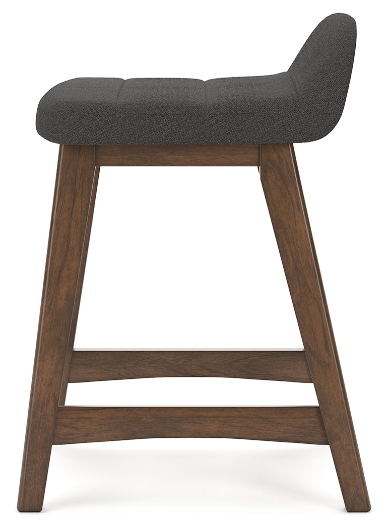 Ashley Furniture - LYNCOTT CHARCOAL 24" BARSTOOL - Dark Gray Fabric|Wood - Stools - Additional View 4