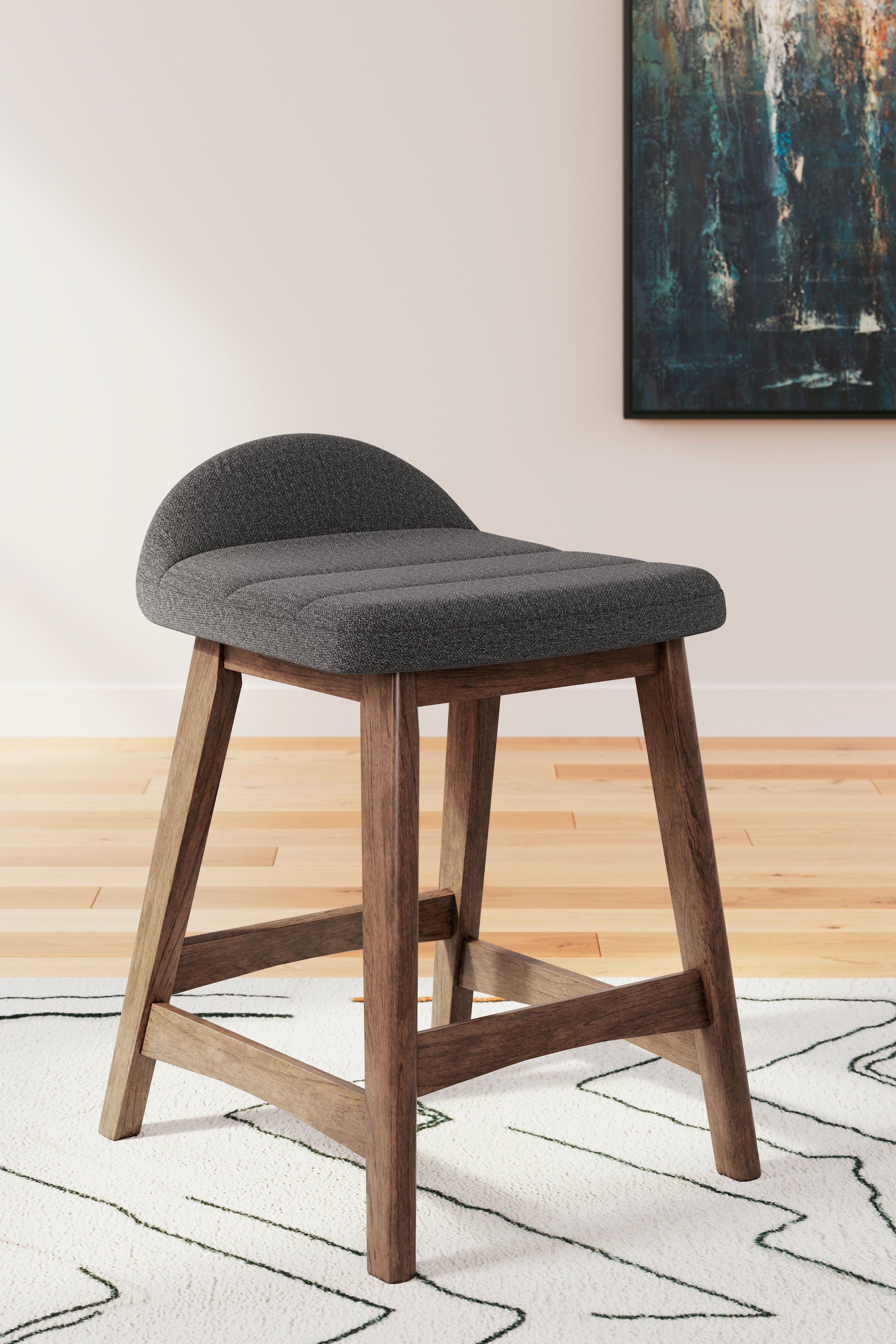 Ashley Furniture - LYNCOTT CHARCOAL 24" BARSTOOL - Dark Gray Fabric|Wood - Stools - Additional View 9