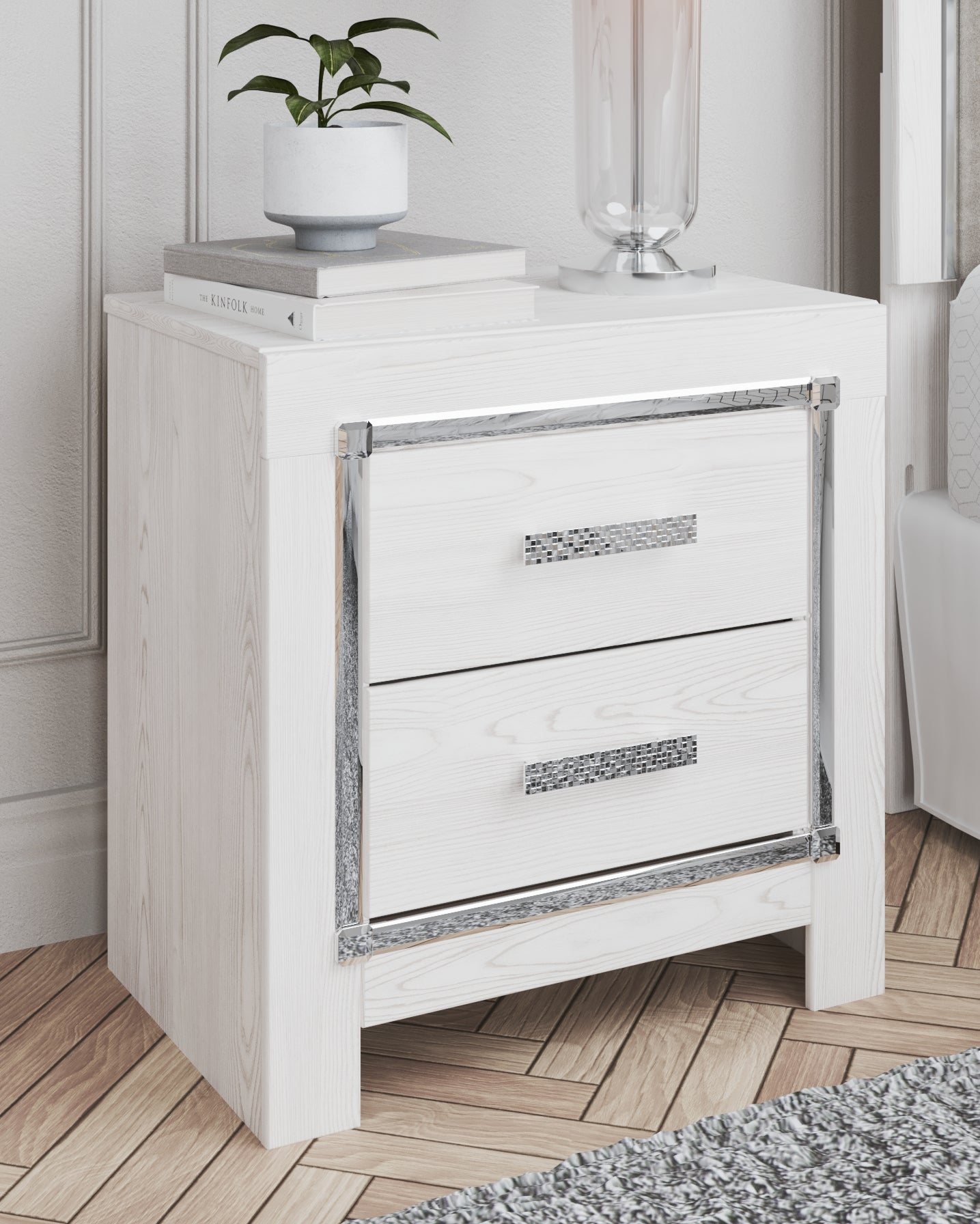 Ashley Furniture - ALTYRA WHITE NIGHTSTAND - Wood - Nightstands - Additional View 1