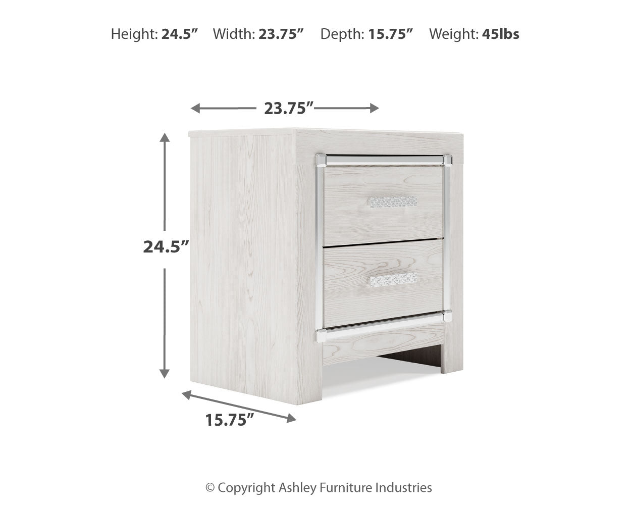 Ashley Furniture - ALTYRA WHITE NIGHTSTAND - Wood - Nightstands - Additional View 3