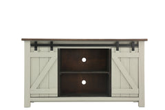 Sterling Barn Door Media Console - Aged Gray/Tobacco