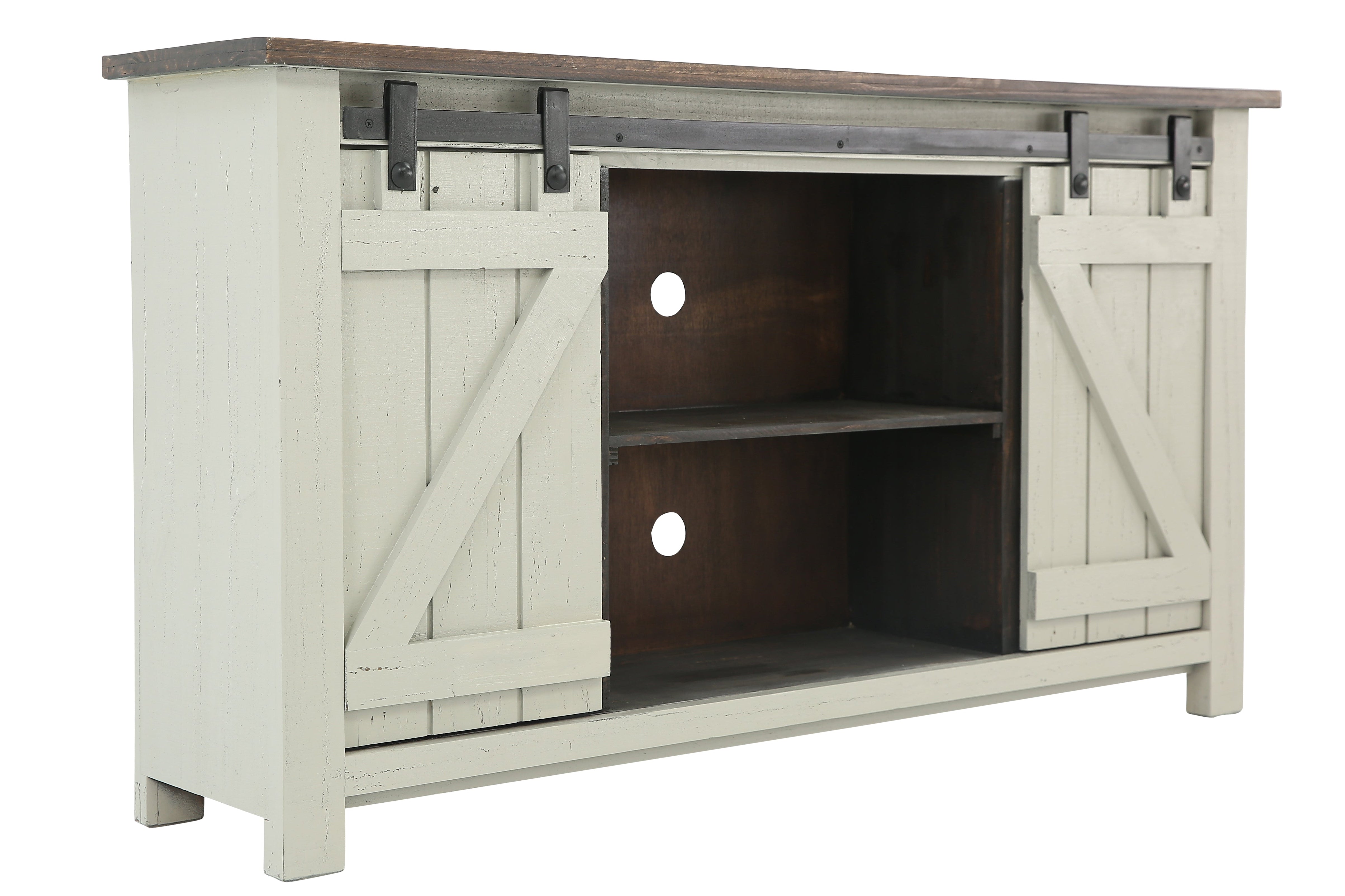 Sterling Barn Door Media Console - Aged Gray/Tobacco - Additional View 1
