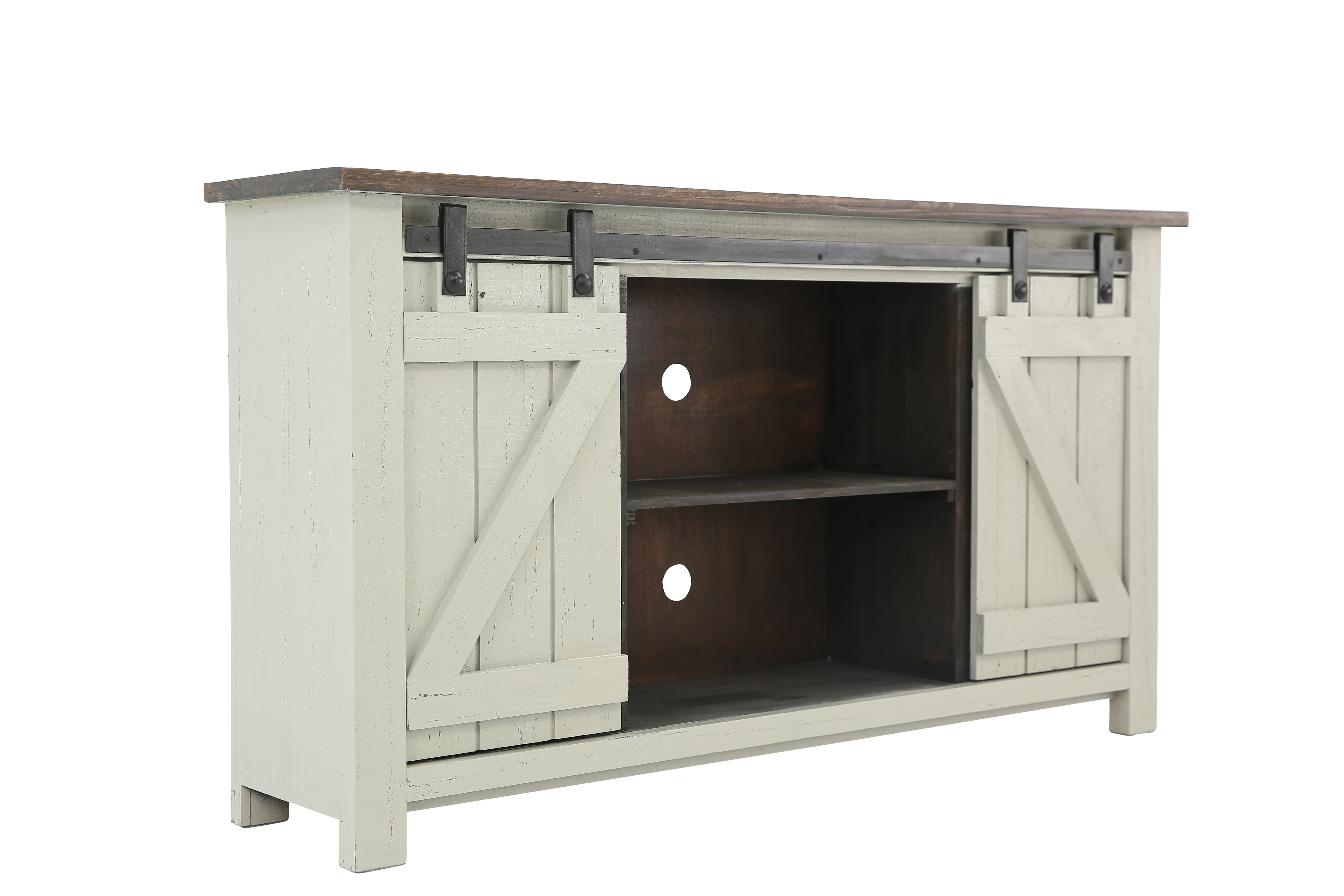Sterling Barn Door Media Console - Aged Gray/Tobacco - Additional View 1