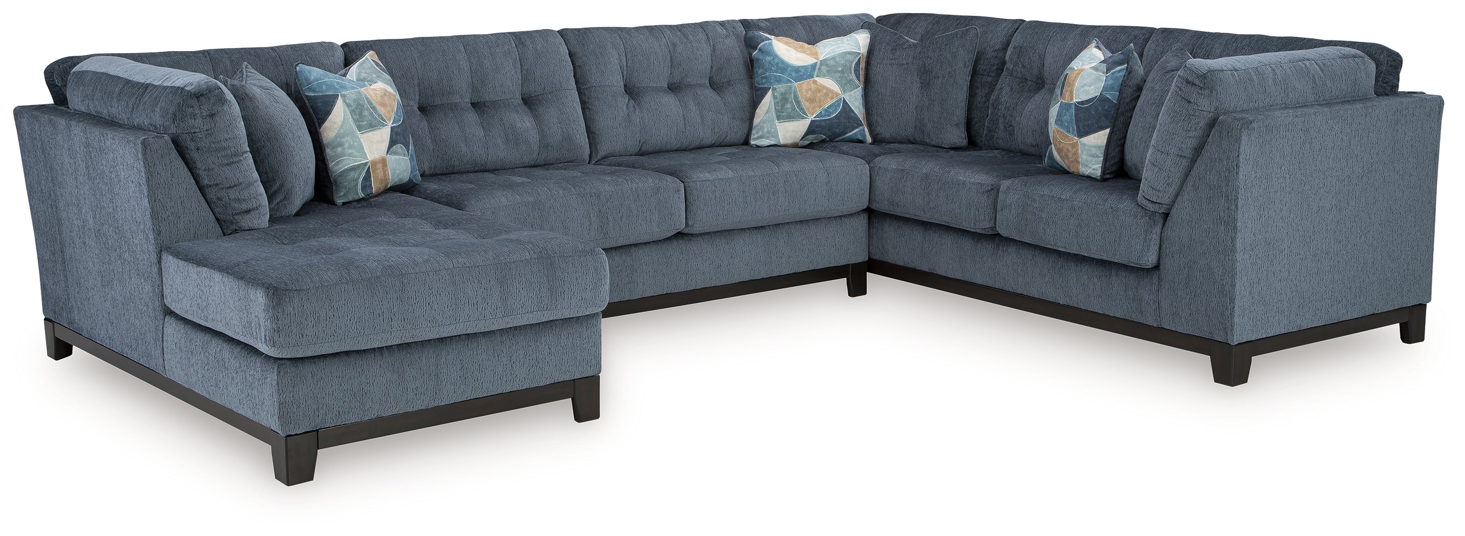 Ashley Furniture - MAXON PLACE NAVY 3 PIECE SECTIONAL - Blue Fabric - Sectionals