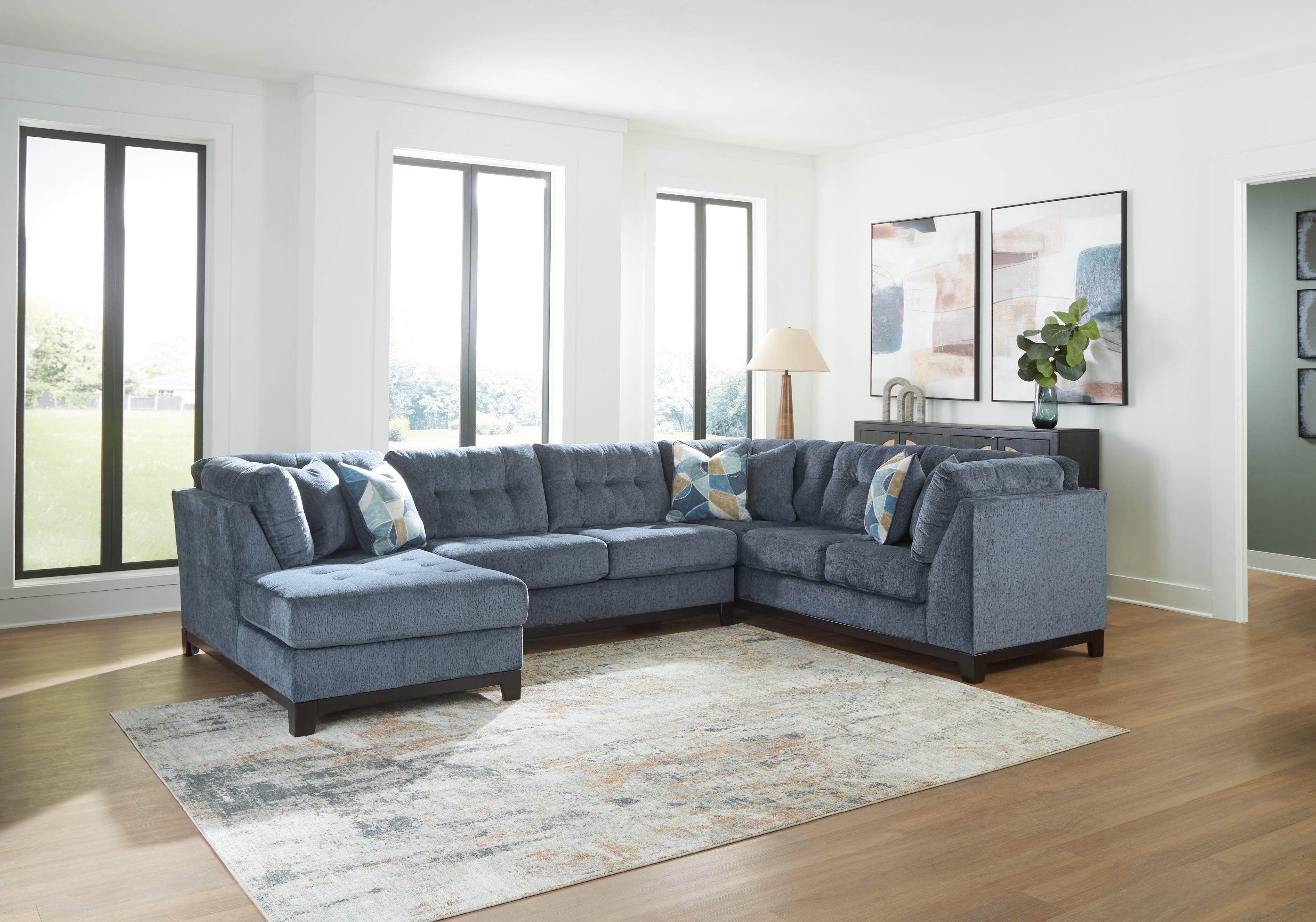 Ashley Furniture - MAXON PLACE NAVY 3 PIECE SECTIONAL - Blue Fabric - Sectionals - Additional View 1