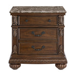 Elements International - CADENZA BROWN NIGHTSTAND W/ USB-C - Dark Brown Wood|Faux Marble - Nightstands - Additional View 1
