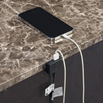 Elements International - CADENZA BROWN NIGHTSTAND W/ USB-C - Dark Brown Wood|Faux Marble - Nightstands - Additional View 4