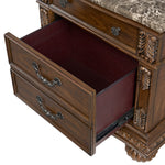 Elements International - CADENZA BROWN NIGHTSTAND W/ USB-C - Dark Brown Wood|Faux Marble - Nightstands - Additional View 5