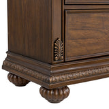 Elements International - CADENZA BROWN NIGHTSTAND W/ USB-C - Dark Brown Wood|Faux Marble - Nightstands - Additional View 6