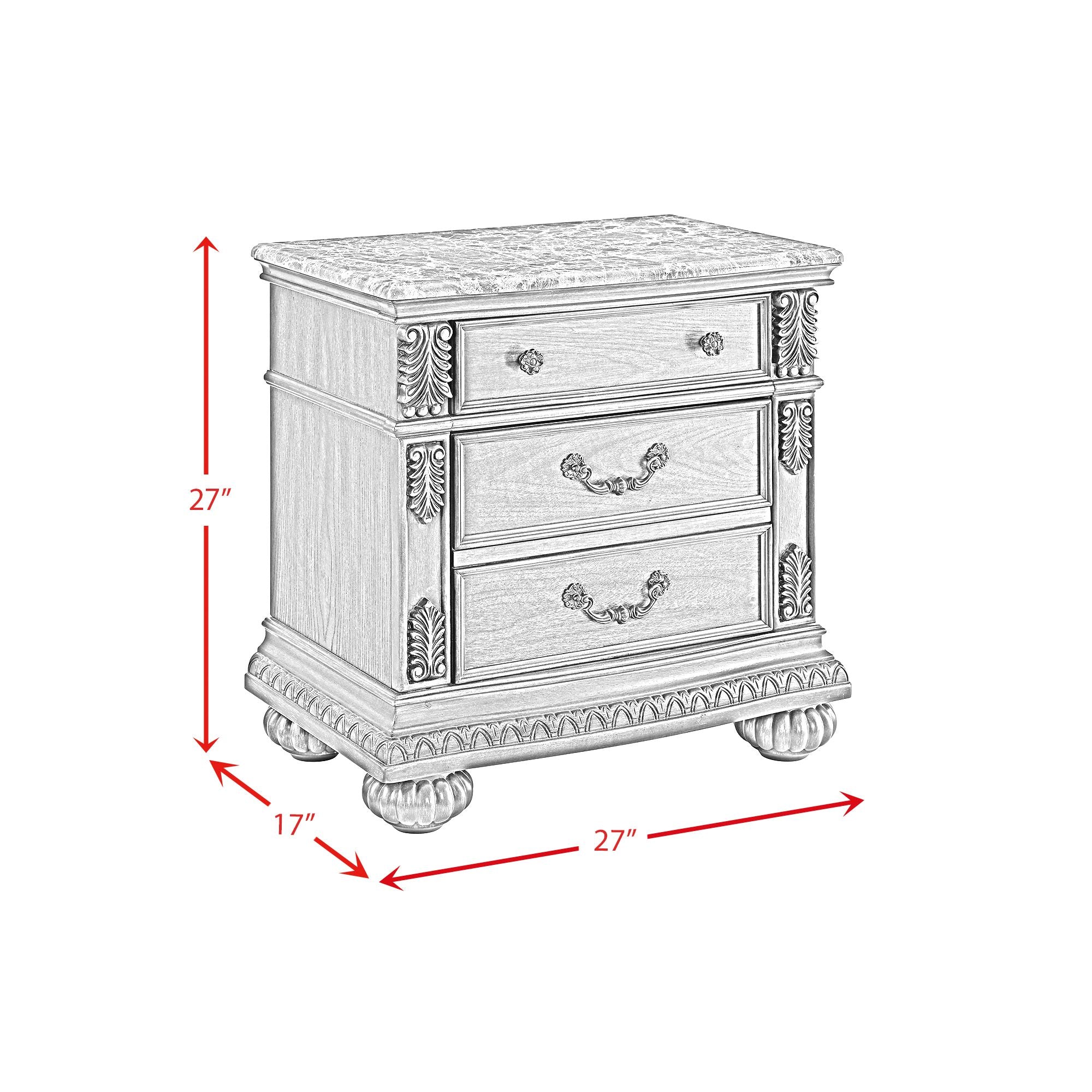 Elements International - CADENZA BROWN NIGHTSTAND W/ USB-C - Dark Brown Wood|Faux Marble - Nightstands - Additional View 11