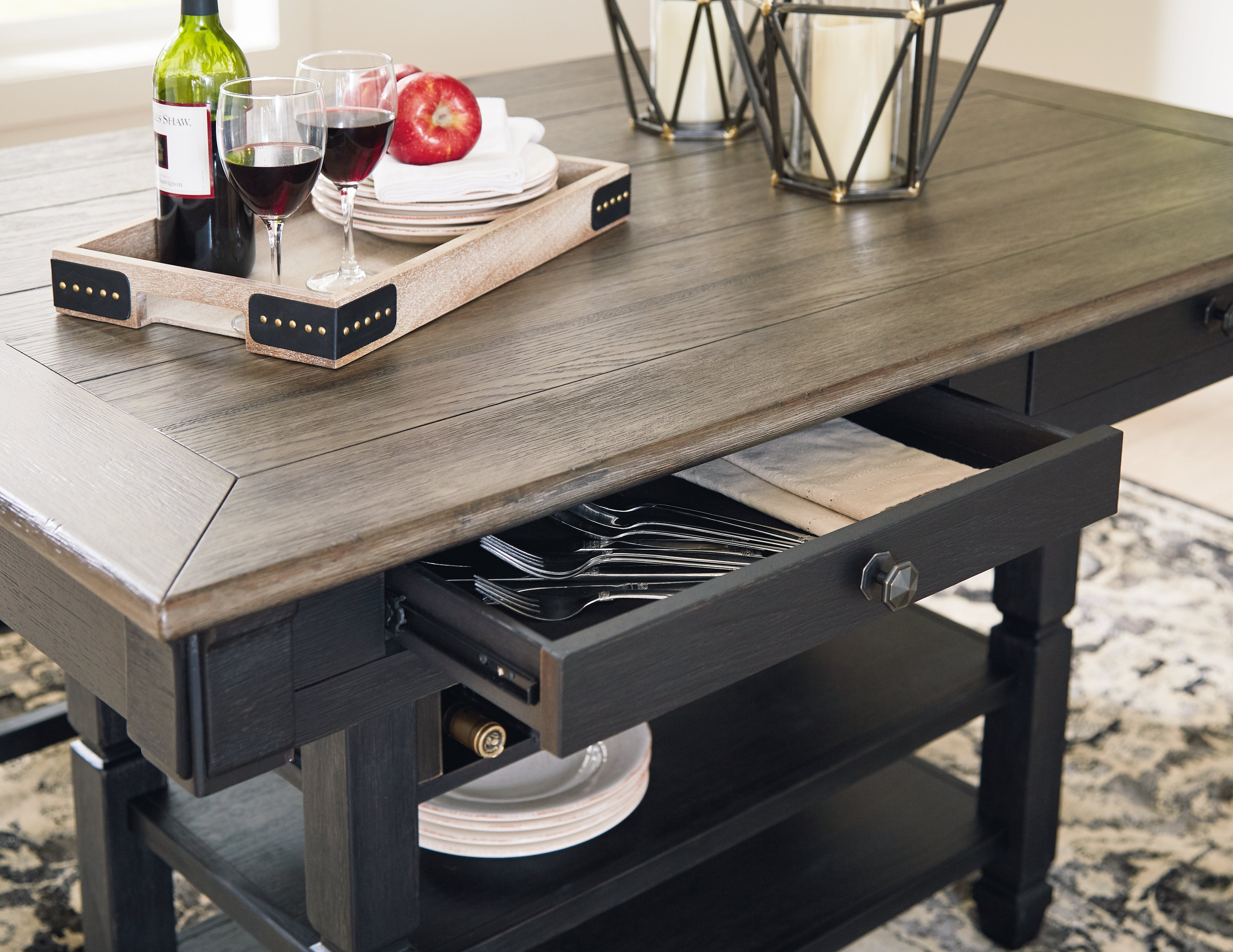 Ashley Furniture - Tyler Creek Counter Height Dining Table - Dark Gray Wood - Tables - Additional View 2