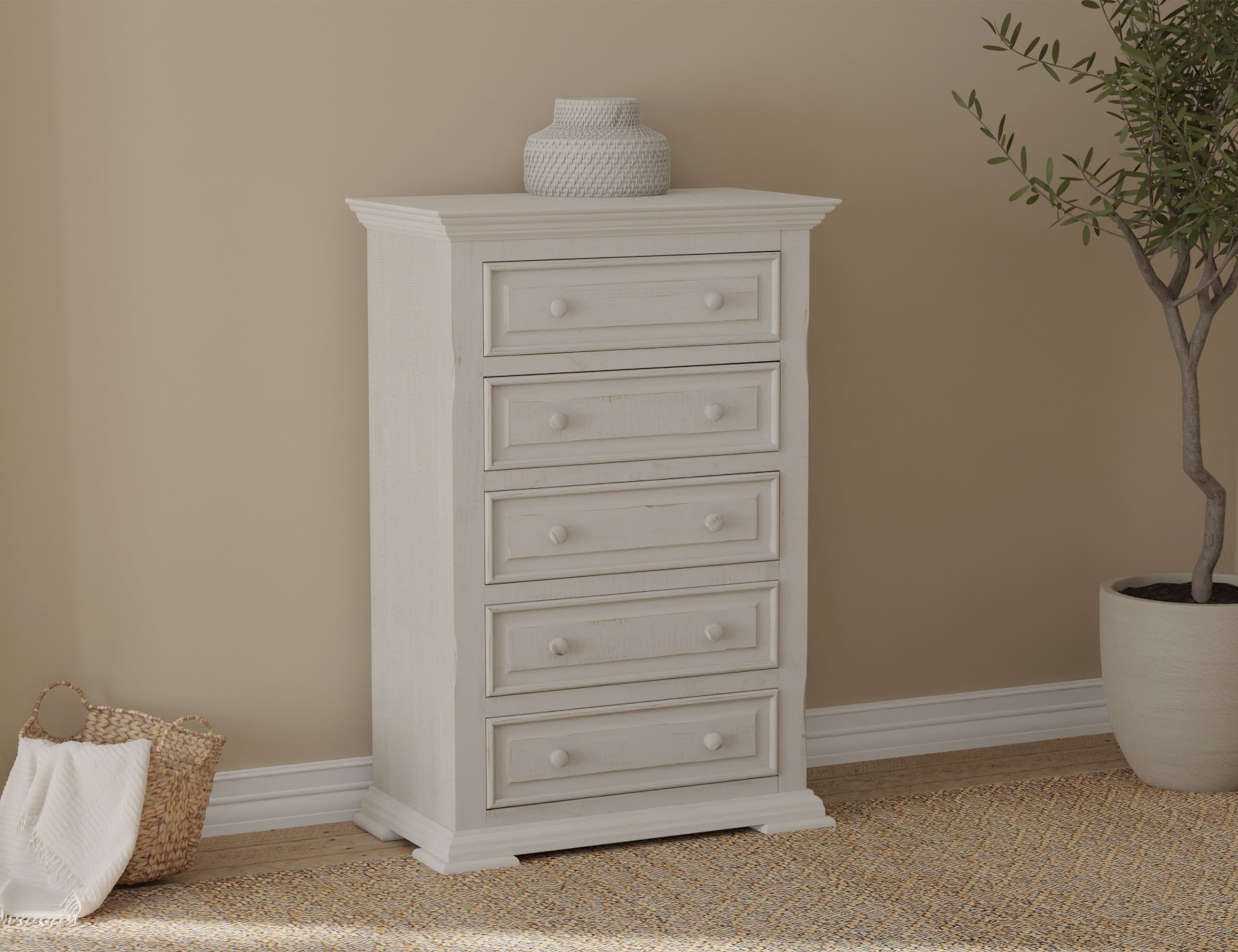 International Furniture Direct - TERRA WHITE CHEST - Wood - Chests - Additional View 3