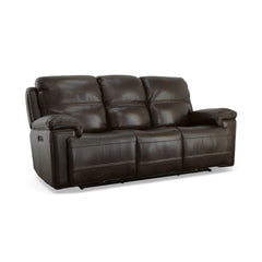 Flexsteel - FENWICK POWER DARK BROWN RECLINING SOFA P2 - Leather - Sofas