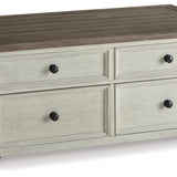 Ashley Furniture - BOLANBURG LIFT TOP COCKTAIL TABLE - White Wood - Tables
