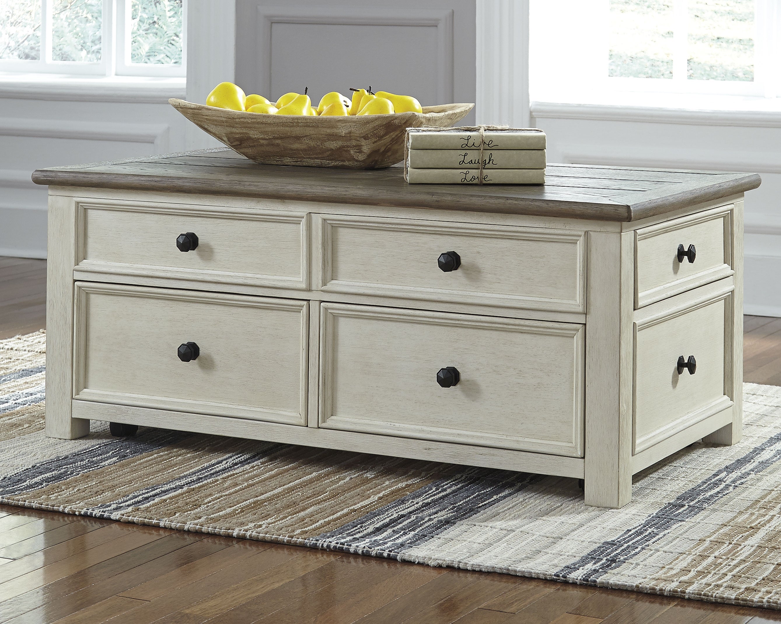 Ashley Furniture - BOLANBURG LIFT TOP COCKTAIL TABLE - White Wood - Tables - Additional View 1