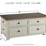 Ashley Furniture - BOLANBURG LIFT TOP COCKTAIL TABLE - White Wood - Tables - Additional View 3