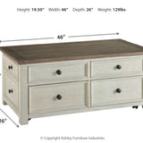 Ashley Furniture - BOLANBURG LIFT TOP COCKTAIL TABLE - White Wood - Tables - Additional View 3