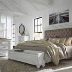 Ashley Furniture - Kanwyn King Upholstered Bed with Storage Bench - Whitewash - Fabric|Wood - Beds - Additional View 1