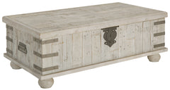Ashley Furniture - CARYNHURST LIFT TOP COCKTAIL TABLE - Pearl Silver Metal|Wood - Tables
