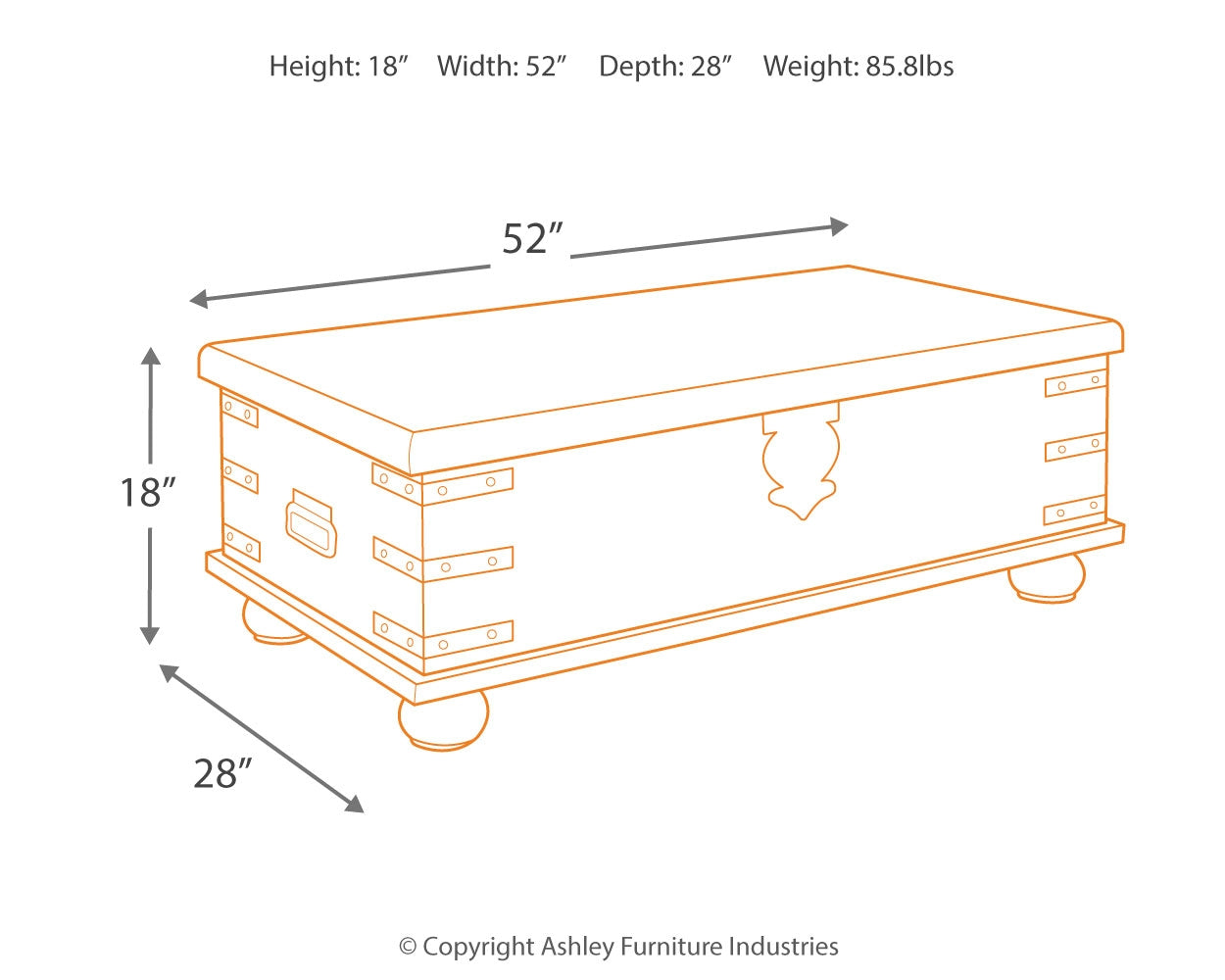 Ashley Furniture - CARYNHURST LIFT TOP COCKTAIL TABLE - Pearl Silver Metal|Wood - Tables - Additional View 3