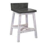 International Furniture Direct - STONE 24" BARSTOOL - Beige|Dark Gray Wood - Stools