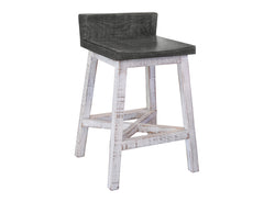 International Furniture Direct - STONE 24" BARSTOOL - Beige|Dark Gray Wood - Stools