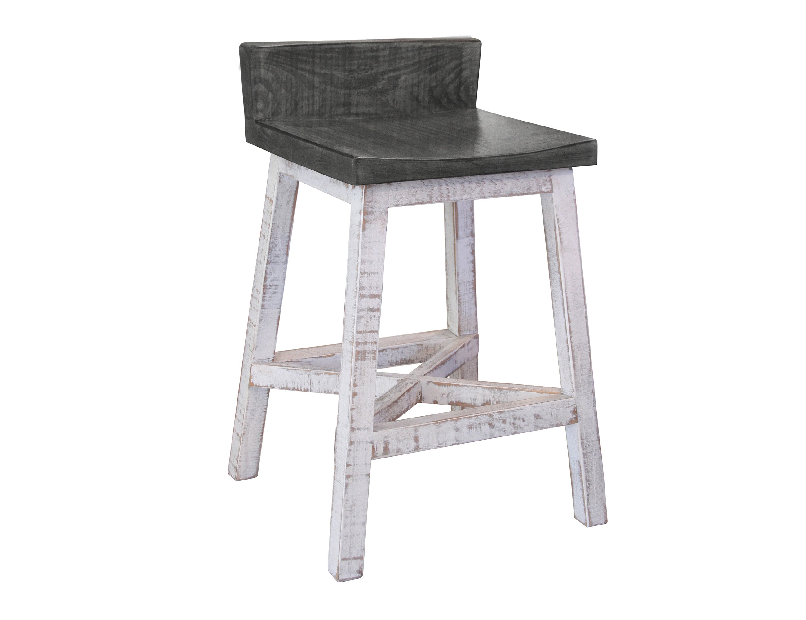 International Furniture Direct - STONE 24" BARSTOOL - Beige|Dark Gray Wood - Stools
