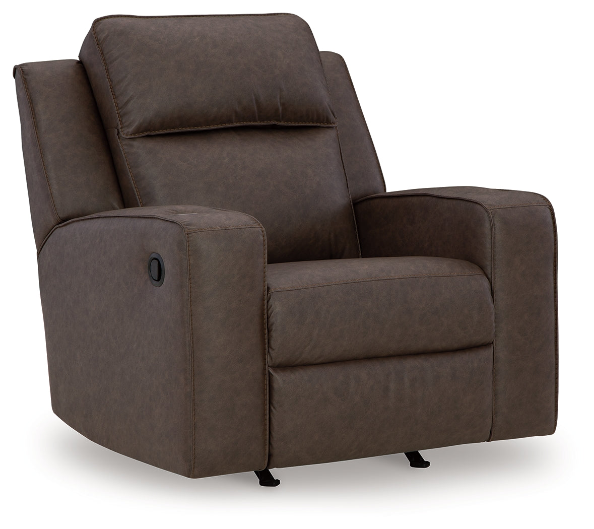 Ashley Furniture - Lavenhorne Recliner - Granite - Dark Gray Faux Leather - Recliners