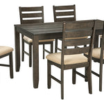 Ashley Furniture - ROKANE 7 PIECE DINING SET - Dark Brown Fabric|Wood - Dining Room Sets