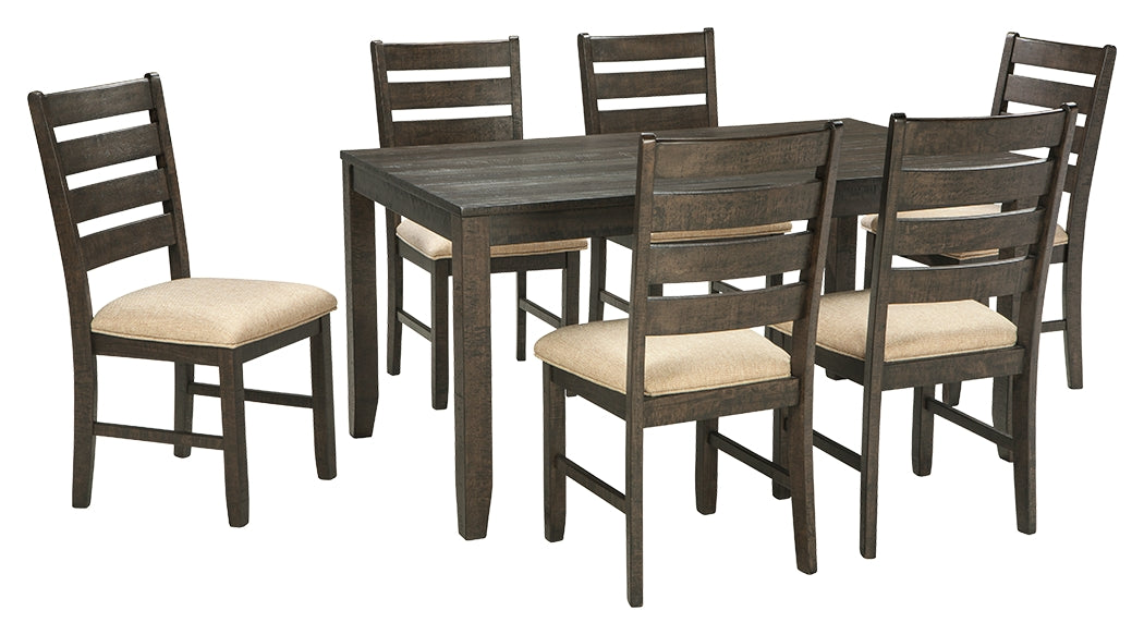 Ashley Furniture - ROKANE 7 PIECE DINING SET - Dark Brown Fabric|Wood - Dining Room Sets