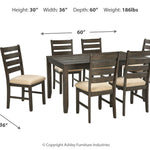 Ashley Furniture - ROKANE 7 PIECE DINING SET - Dark Brown Fabric|Wood - Dining Room Sets - Additional View 3